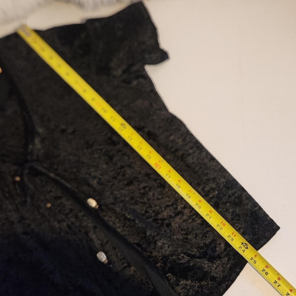 Y2K Vintage Black Velvet Velour Short Sleeve Top Size 2X Stretchy Whimsigoth 90s - Picture 11 of 11